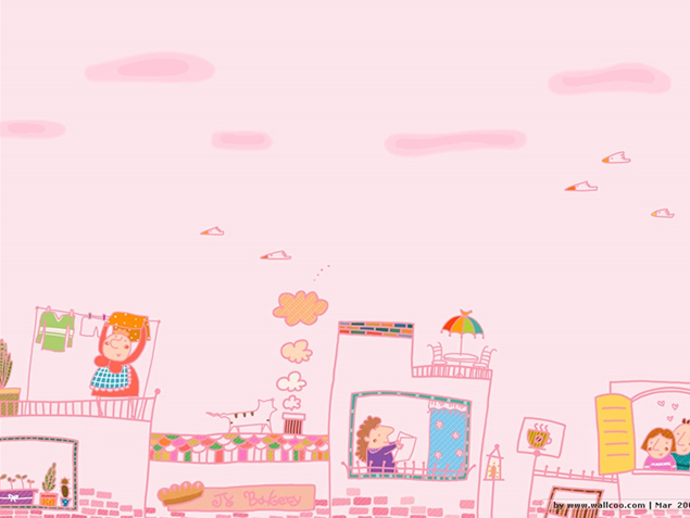 小清新可爱卡通背景PPT模板