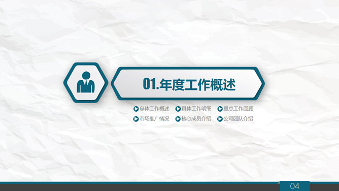 清新皱纸工作汇报PPT模板
