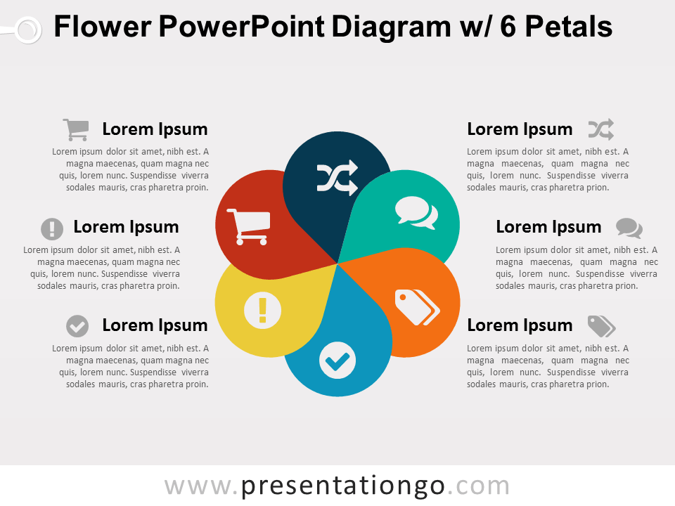 花PowerPoint图w / 6的花瓣