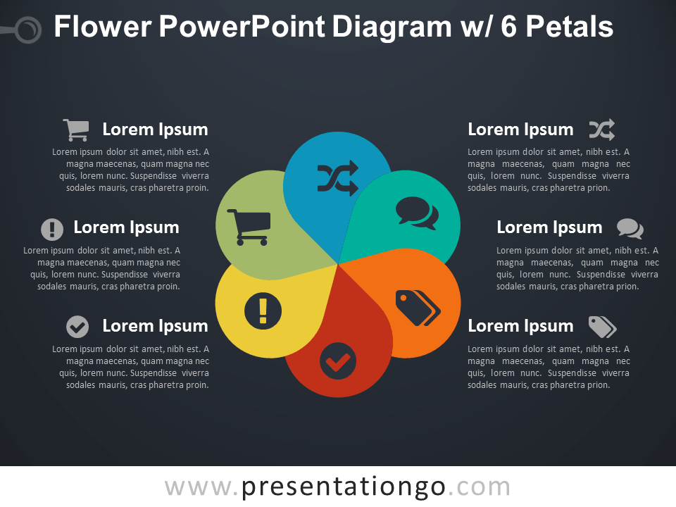 花PowerPoint图w / 6的花瓣