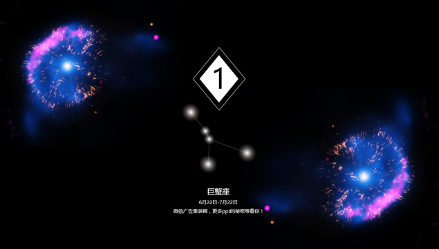 12星座之水象星座――浩瀚宇宙唯美星空星座主题动态PPT模板