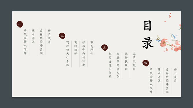 卡片花鸟唯美中国风PPT模板