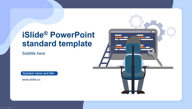 矢量卡通插画风简约个人总结PPT模板