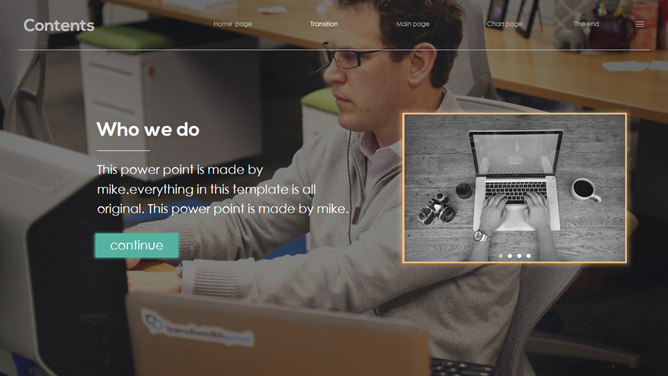 简约扁平化网页风格PPT模板