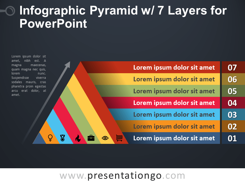 信息图表金字塔PowerPoint的7层