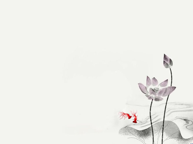 淡雅彩色水墨画荷花PPT背景