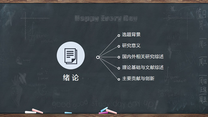 创意黑板粉笔论文答辩PPT模板