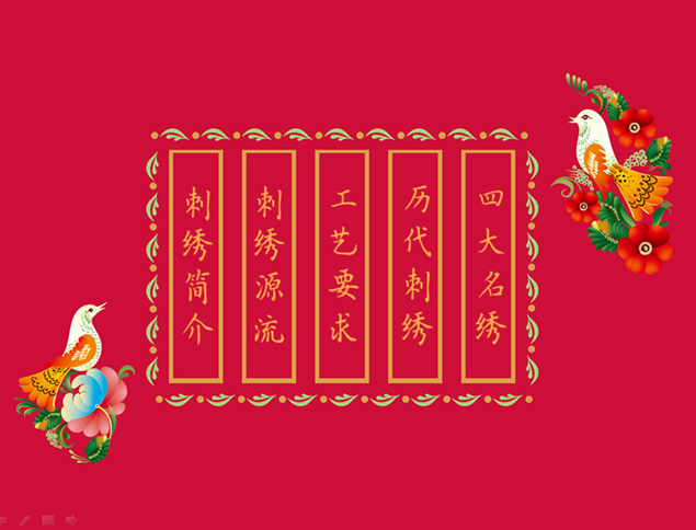刺绣介绍 刺绣艺术中国风PPT模板