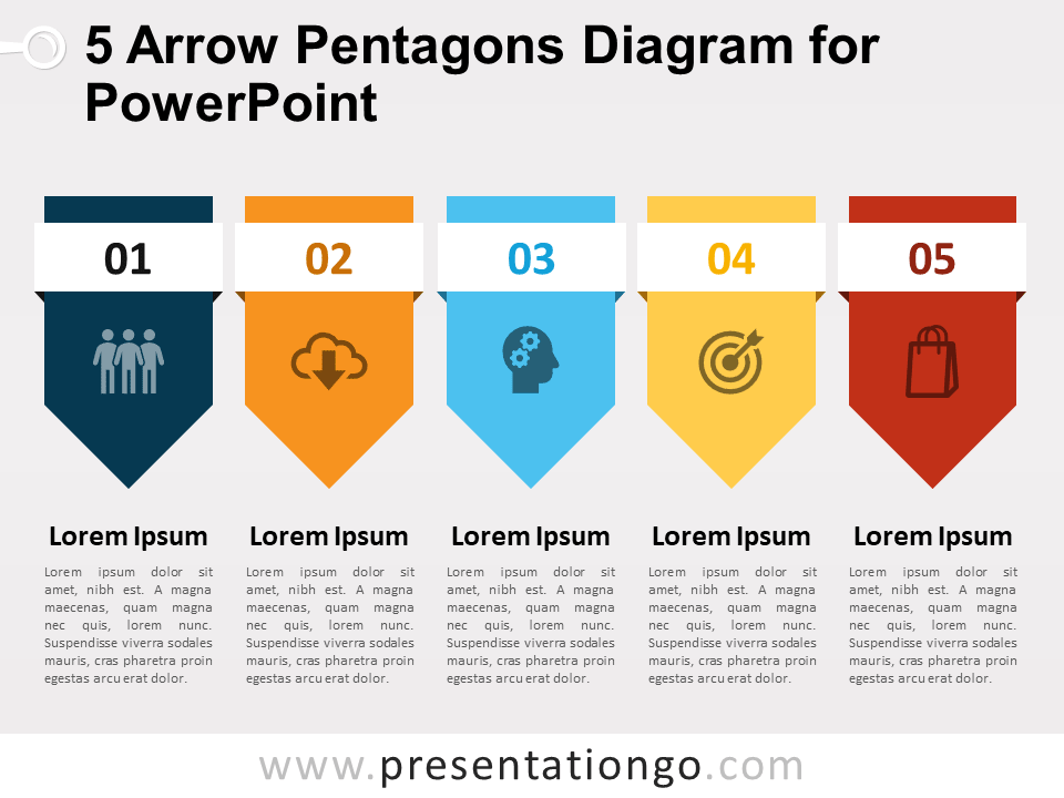 5箭PowerPoint的五角大楼图