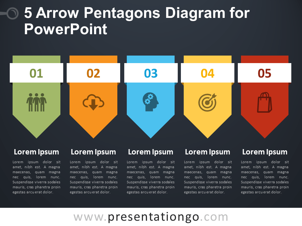 5箭PowerPoint的五角大楼图