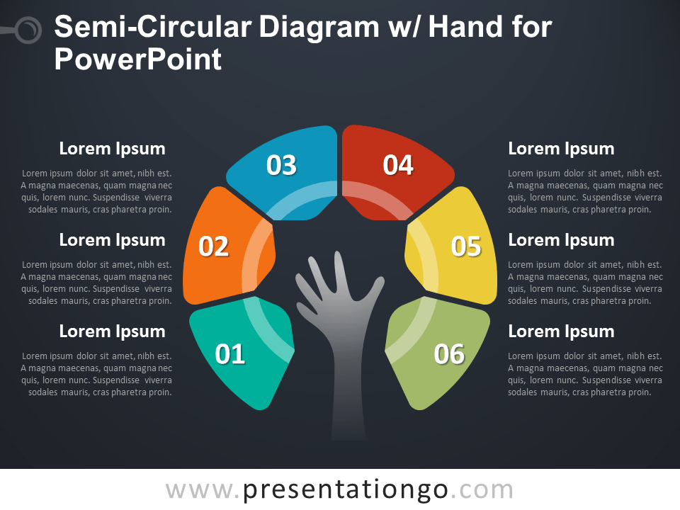 半圆形的图PowerPoint的手
