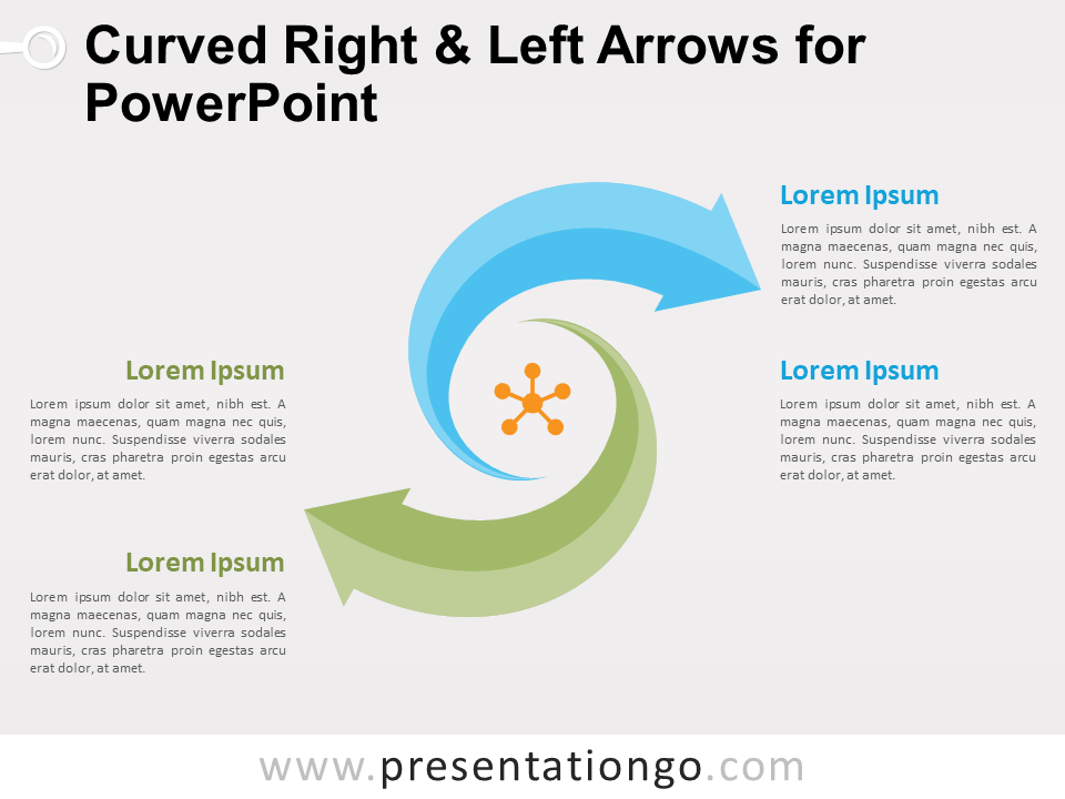 弯曲右和左箭头PowerPoint