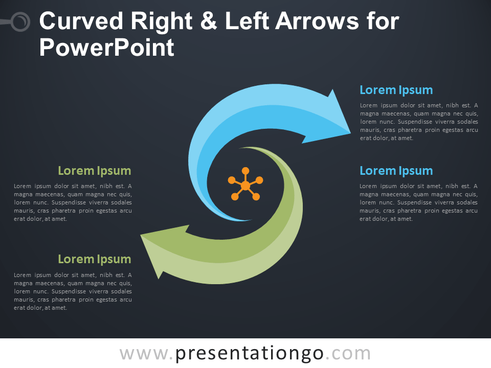 弯曲右和左箭头PowerPoint