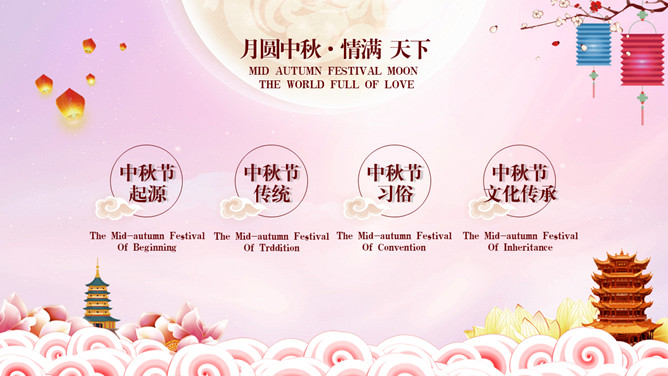 孔明灯月亮中秋节PPT模板