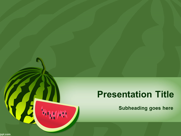 清凉夏日西瓜水果PPT模板