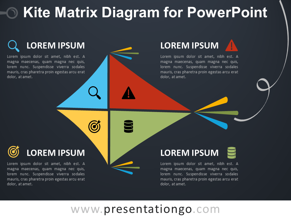 风筝PowerPoint的矩阵图