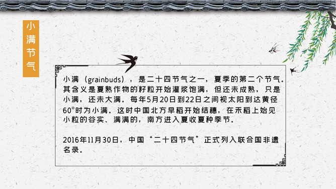 麦穗燕子小满节气PPT模板