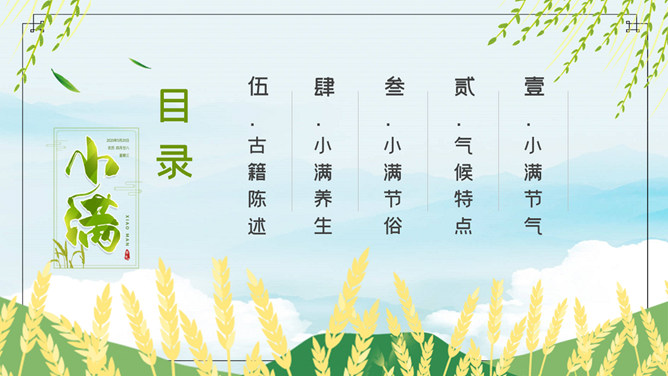 麦田稻草人小满节气PPT模板