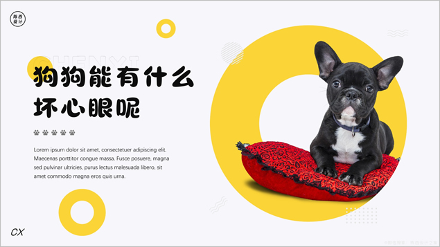 时尚可爱狗狗动物主题PPT模板