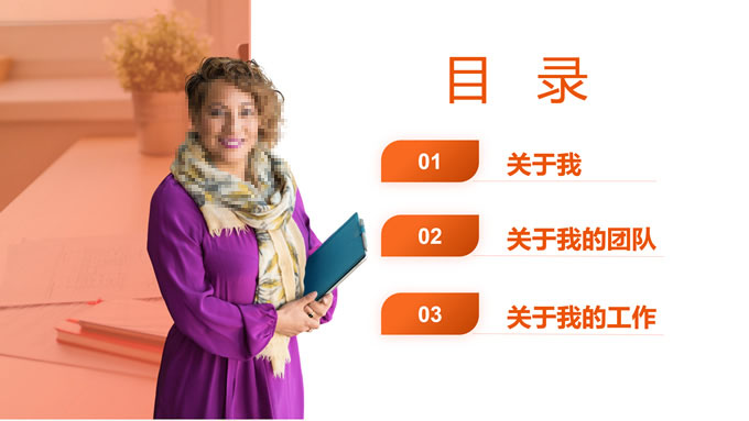橙色简约职位竞聘报告PPT模板
