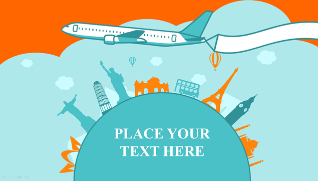 世界著名景点卡通矢量旅游PPT模板