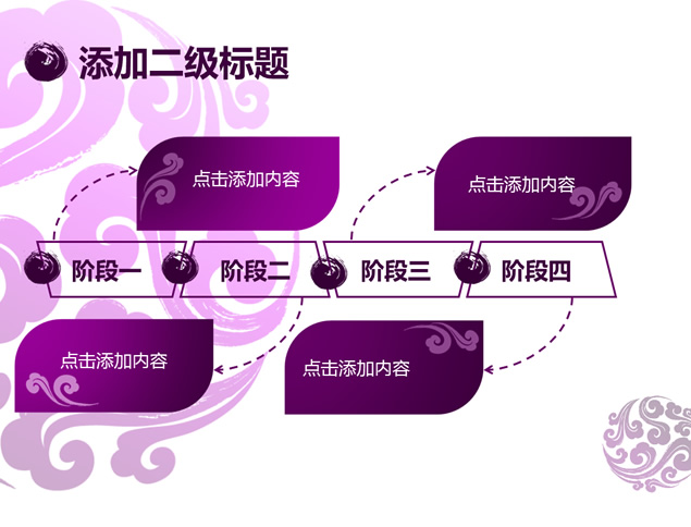 祥云图案紫色中国风PPT模板
