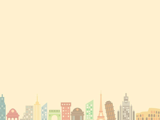 卡通风格著名建筑PPT背景图