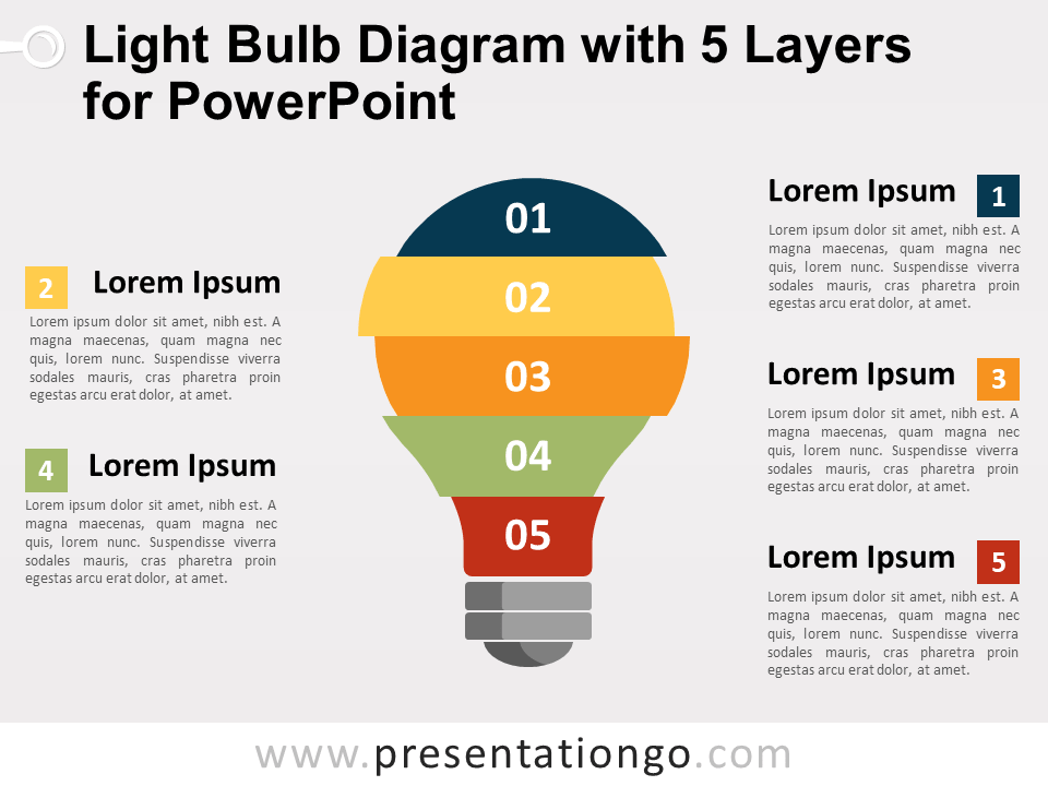 PowerPoint五层灯泡图