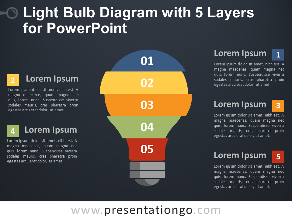 PowerPoint五层灯泡图