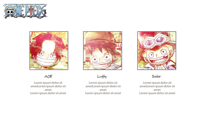 海贼王路飞三兄弟主题PPT模板