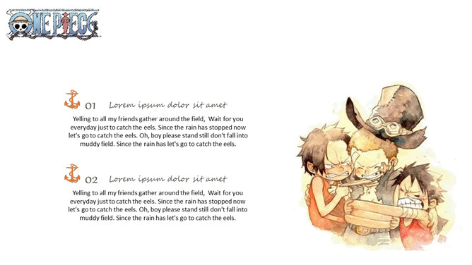 海贼王路飞三兄弟主题PPT模板