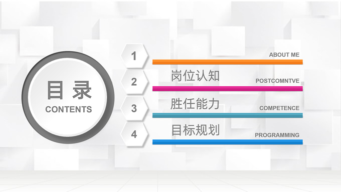 完整框架微立体岗位竞聘PPT模板