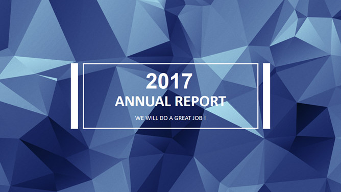 蓝色低多边形背景PPT模板