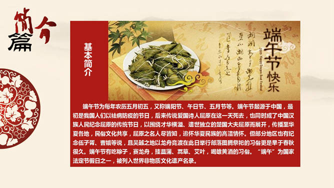 端午节由来与民俗介绍PPT模板