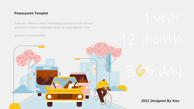 2021年电脑桌面插画日历PPT模板