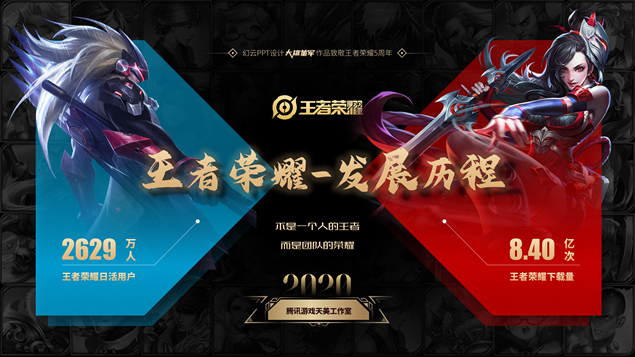 《王者荣耀》5周年游戏主题炫酷动效PPT模板