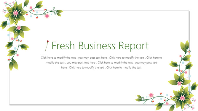 清新绿叶藤蔓花卉PPT模板