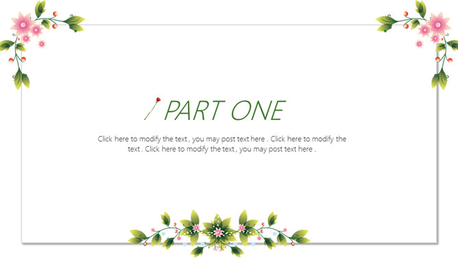 清新绿叶藤蔓花卉PPT模板