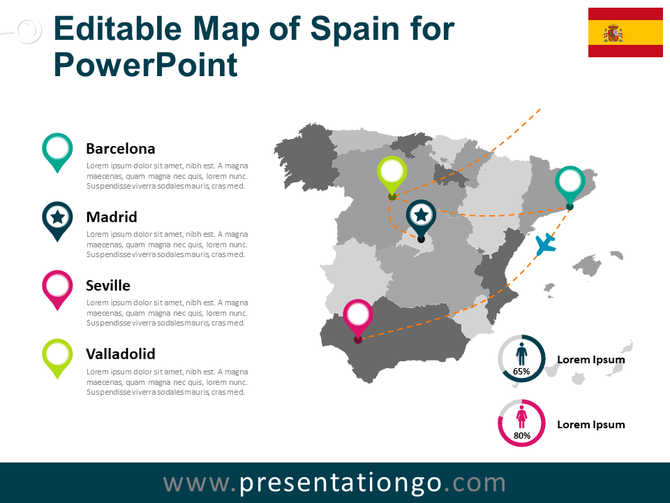 西班牙PowerPoint的地图