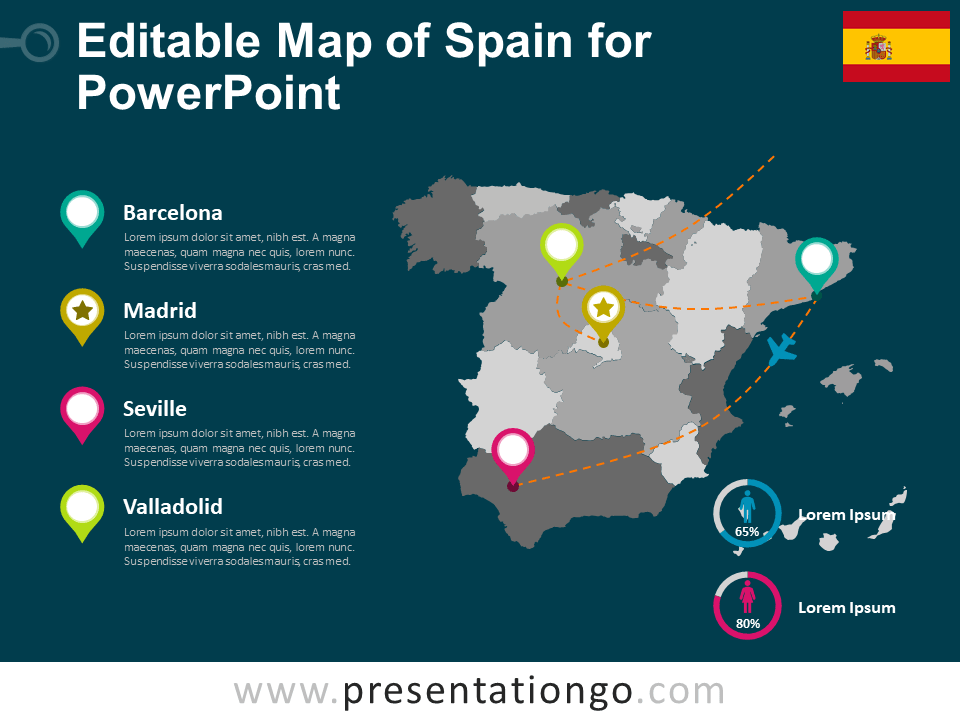 西班牙PowerPoint的地图