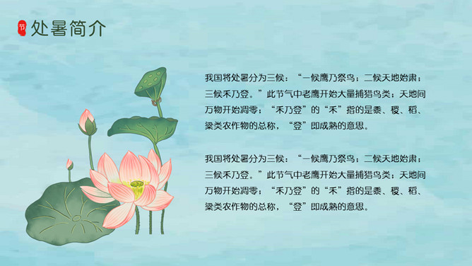 风铃蜻蜓处暑节气PPT模板