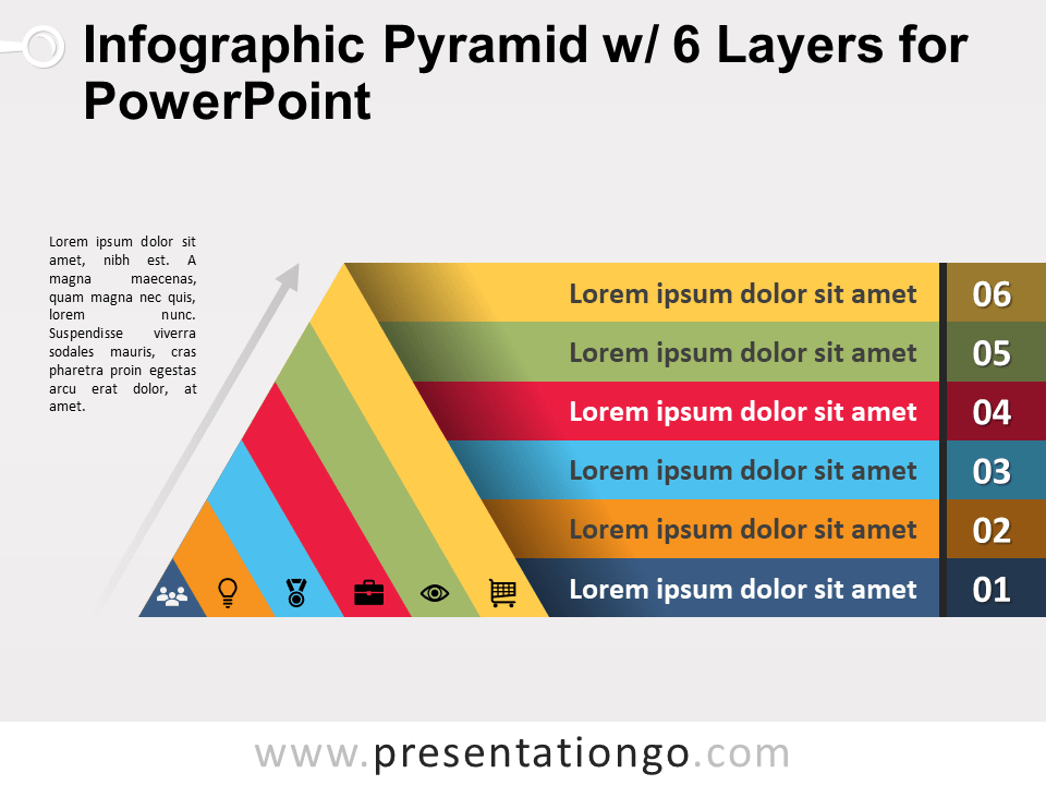 信息图表金字塔PowerPoint的6层