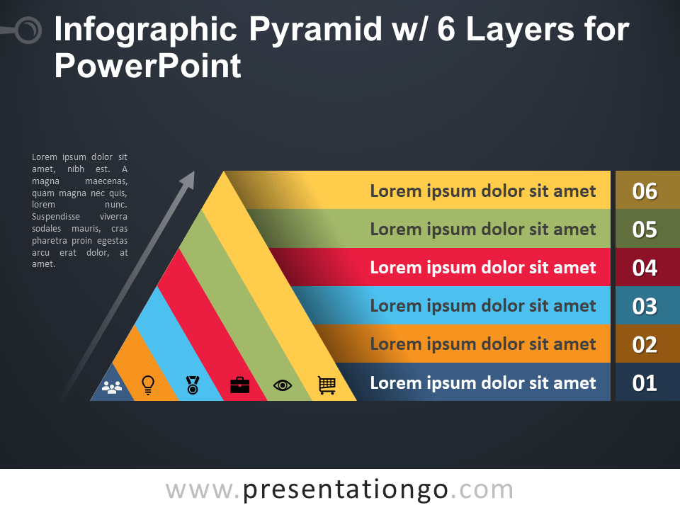 信息图表金字塔PowerPoint的6层