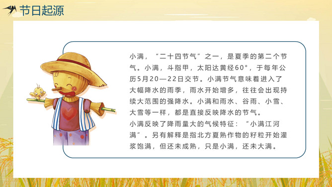 稻田稻草人小满节气PPT模板
