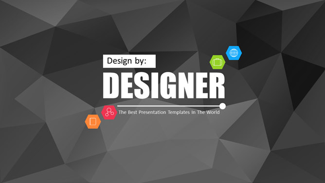 创意黑色低多边形背景PPT模板