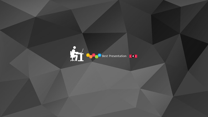 创意黑色低多边形背景PPT模板