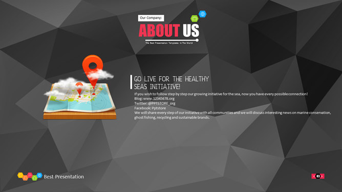 创意黑色低多边形背景PPT模板