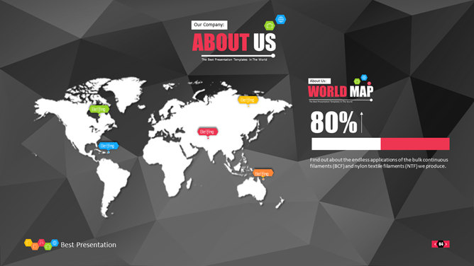 创意黑色低多边形背景PPT模板