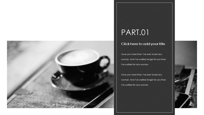 素雅文艺风黑白图文PPT模板