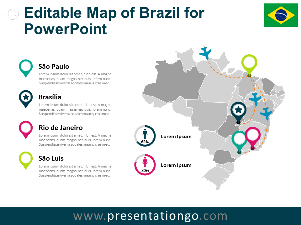 巴西PowerPoint的地图